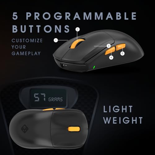 Image of Cosmic Byte Atlas Tri-Mode Gaming Mouse with 12000 DPI PixArt PAW3311 Sensor, 1000Hz Polling Rate, 57g Lightweight, PTFE Feet, Paracord Cable, 20M Clicks, 500mAh Battery (Black)