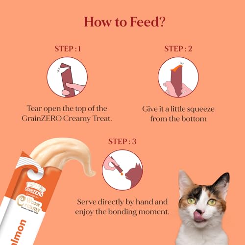 Image of Grain Zero Creamy Lickable Cat Treats (75g x 5 Pouches) Total 375g | Salmon | Promotes Hydration | No Artificial Preservatives | Best for Training & Bonding | for Kitten & Adult