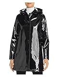 Jane Post Womens Double Breasted Slicker Raincoat Black XS