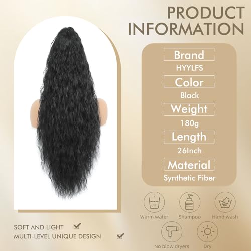 Image of Claw Clip Ponytail Extension 26In Long Wavy Curly Hair,Black