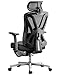 Hbada P5 Silla de Oficina ergonómica con Soporte Lumbar Ajustable, cojín elástico Transpirable, reposabrazos Ajustables y reposacabezas, Reposapiés Integrado, Negro