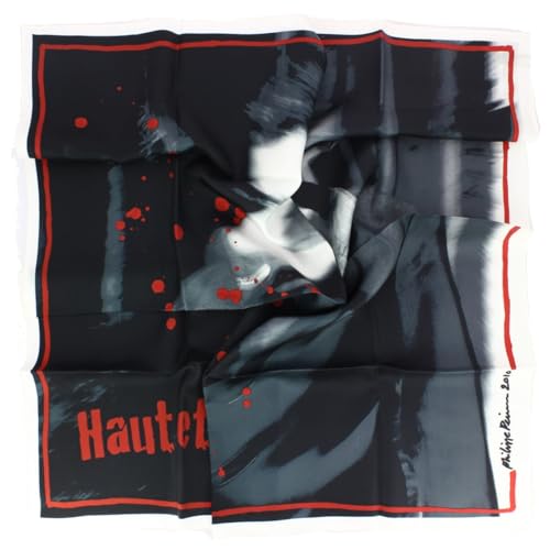 Foulard Carré 90 Perrin My speed way en soie noire et blanche