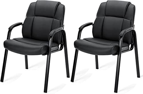 Sweetcrispy Waiting Room Chairs Reception Chairs Office Guest Chairs Set Of 2, Big And Tall Desk Chair No Wheels Executive Office Chair Pu Leather Conference Room Chairs Lobby Chairs With Padded Arms #TOP17
