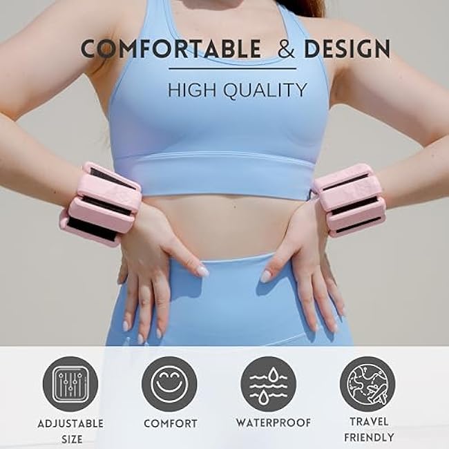 Ankle weights and Adujstable Wrist Weights for Women and Men | 1.1 lb each (2.2 lbs per set) | One Size Fits All | Perfect For Walking, Running, Pilates, Yoga, Workout