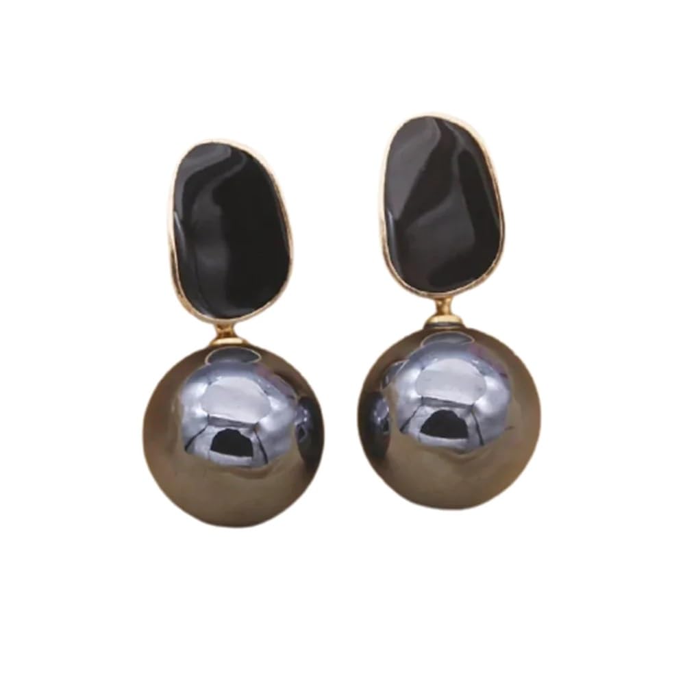 EL Regalo 1 Pair Glossy Pearl Stud Earrings for Girls & Women- Pearl Statement Earrings (Black) (B0CSCZCLH4) Amazon Price History, Amazon Price Tracker