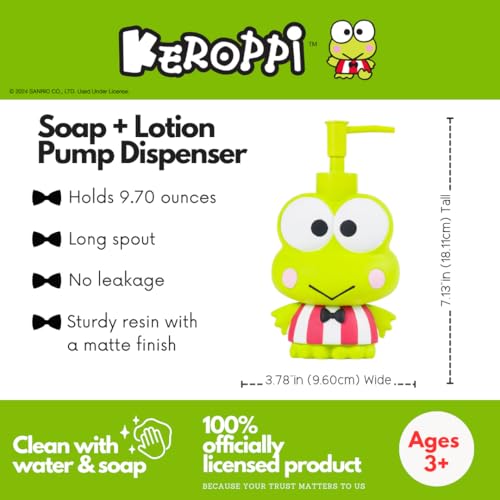 Sanrio Keroppi Soap/Lotion/Hand Sanitizer Resin Pump Dispenser, 13 Ounces, (Officially Licensed Product) by Franco Collectibles by Franco - Image 2