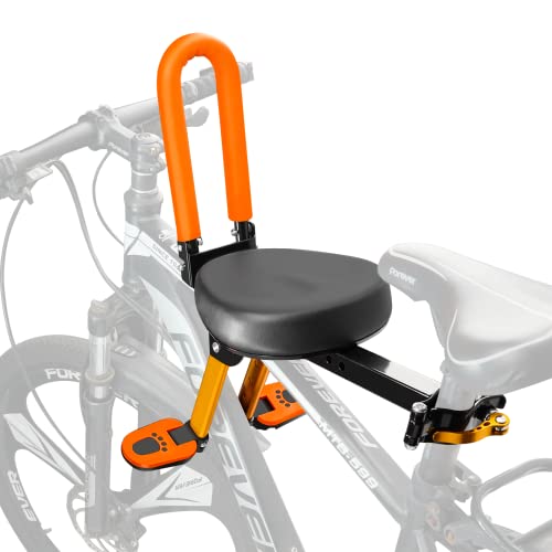XIEEIX Mountainbike-Kinderfahrradsitz, vorne montierte Kinderfahrradsitze, Mountainbike-Kindersitz mit einziehbaren Pedalen, tragbarer Kindersitz für alle Erwachsenen-Mountainbikes (gelb) Cover