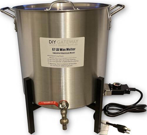 Large Industrial 67 LB Wax Melter for Candle Making: Aluminum Wax Melting Pot + Regular Size Quick-Pour Spout & Free Ebook