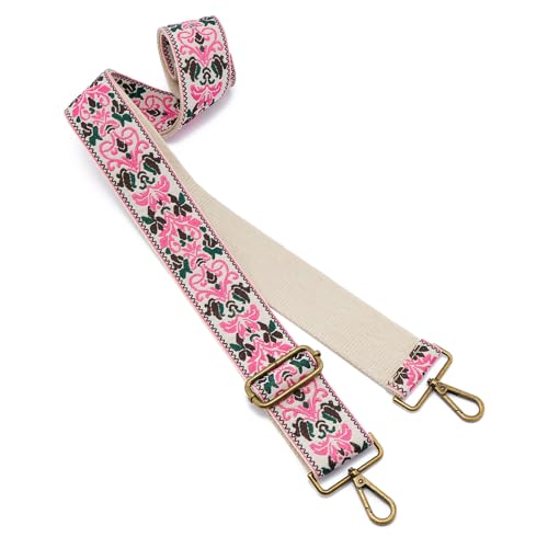 Image of ZOOEASS Bronze Buckles Purse Strap, 2 inch Wide Crossbody Handbag Strap Adjustable Replacement Shoulder Strap Vintage Embroidery