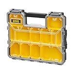 STANLEY FATMAX Pro Shallow Toolbox Stackable Storage Organiser for Small Parts, Removable Compartments, 1-97-519