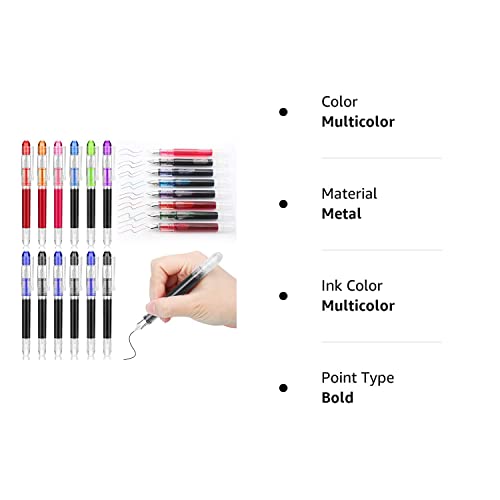 12 Pieces Disposable Fountain Pens, Quick-Drying Ink Pen, Smooth-Writing Multicolor Art Supplies For Sketching, Journaling, Calligraphy And Doodling (Mixed Colors) #TOP7