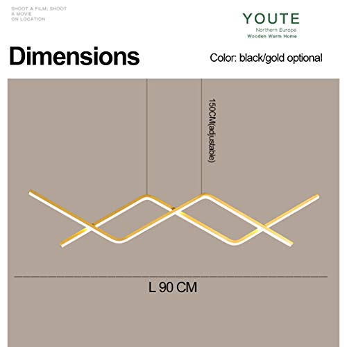 Suspension LED dimmable dorée réglable en hauteur avec télécommande
