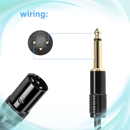 PNGKNYOCN 1/4 TS to XLR Cable,2M 1/4 Inch (6.35mm) Mono Male to XLR 3 Pin Male Unbalanced Microphone Cable (1/4 inch TS, 2M) - Image 3