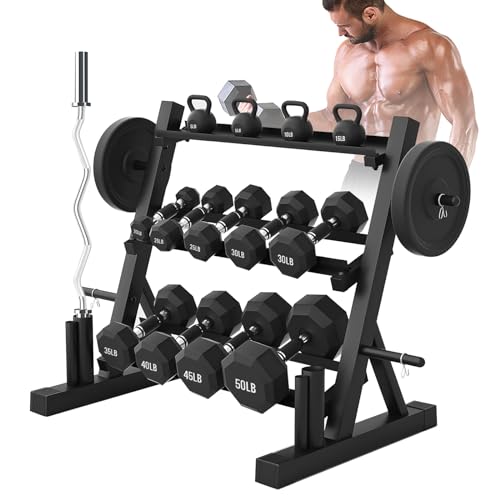 PROOFGOLD 1200LBS Dumbbell Rack- Adjustable 3 Tier Weight Rack for Home Gym Suitable for Storage of Dumbbell, Weight Plates,Kettlebell Barbell Plate, Barbell Bar(Rack Only)