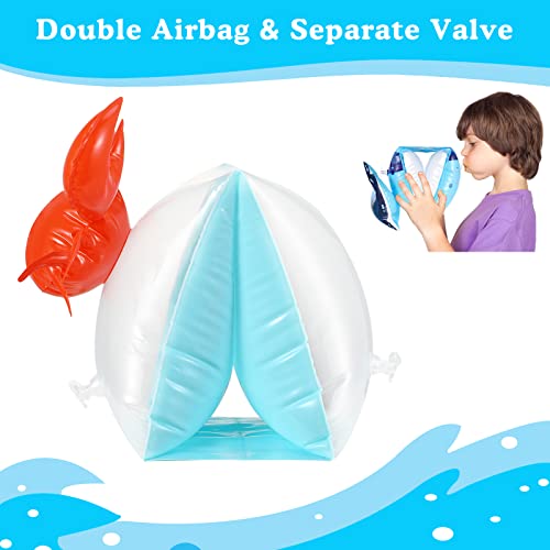 Heysplash Swim Arm Bands For Kids, Inflatable Armbands For Kids (Aged 3-6), Arm Floatie Sleeves Floater Tube Water Wings Kids Floatie Swimming Armlets Floatie For Toddlers, Up To 55Lbs, Crabby Blue #TOP3