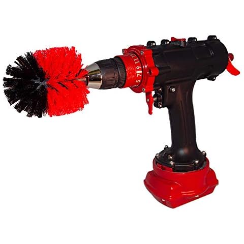 Premium Drill Brush - Stiff, Red, 8.5 cm. Professional Power Scrubber. Doesn't Scratch Surfaces. Suitable for Garage, Brick, Outdoor Tiles, Stone, Fireplace, Rust Removal, Car Rims Cleaning Cover