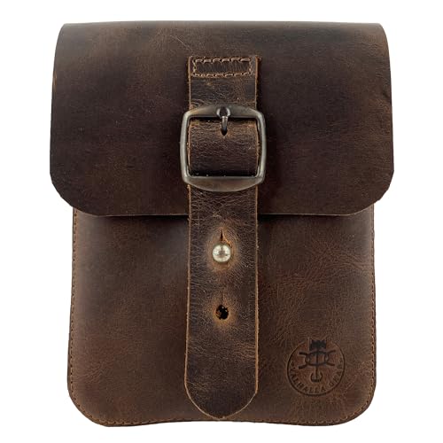 Valhalla Gear, Funda hecha a mano de cuero de grano completo, riñonera duradera para monedas, cambios, auriculares, artículos personales, se fija cómodamente al cinturón, marrón bourbon