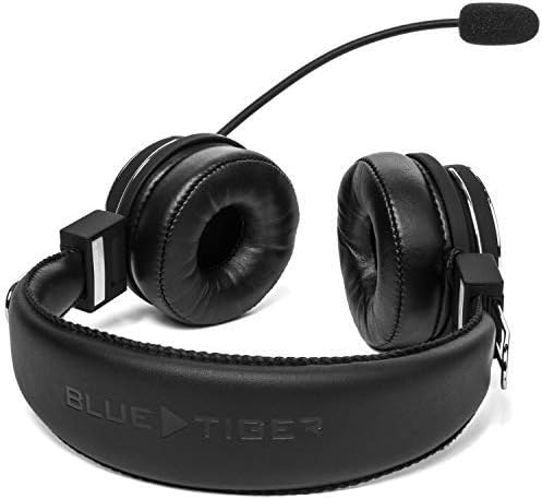 Blue Tiger Dual Elite Wireless Bluetooth Headset – Premium Noise Cancelling Headphones with No Wires - Ideal Driving, Gaming and Music Accessories – 50 Hour Talk Time - Black