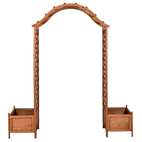 SONLEX Rosenbogen aus Holz mit 2 Pflanzkübeln Torbogen Spalier Rankhilfe Blumentopf Pergola Cover