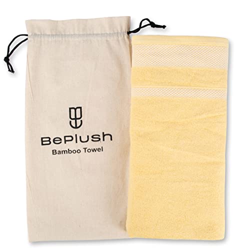 Image of Zero Twist Bamboo Towels for Bath | Ultra Soft, Highly Absorbent, Quick Dry, Anti Bacterial Bamboo Bath Towel for Men & Women || 450 GSM, 29 x 59 Inches (2, Yellow)