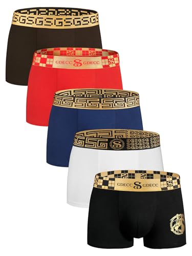 Men's Underwear Boxer Briefs, Cotton Trunks Shorts Underpants, Moisture Wicking Breathable Fashion Natural 5-Pack