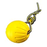 CUEMOON Boule pour chien avec corde, boule en caoutchouc naturel pour chien avec corde élastique, jouet pour chien