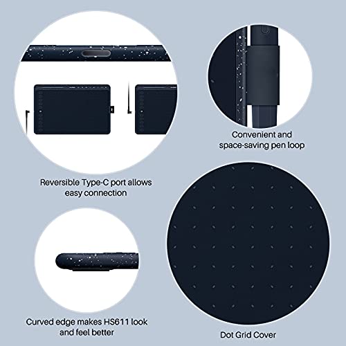 Tableta gráfica HS611 con barra de teclas express, lápiz sin batería y soporte para inclinación de ±60° miniatura 5