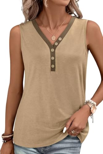 KISSMODA Womens Boho Tops for Summer Sleeveless Tanks Loose Fit Casual Blouse Daily Shirts for Leggings (S-3XL)