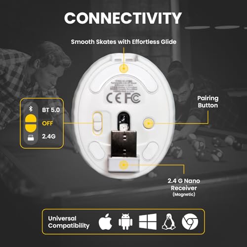 Image of Sports 123 Addition Bluetooth Mouse with 2.4 GHz & BT 5.3 Dual Wireless, 6 Buttons, C-Type Charging, RGB Lights, Connect 3 Devices, Ergonomic Design for Laptop, Smartphone, Tablet (Pool)
