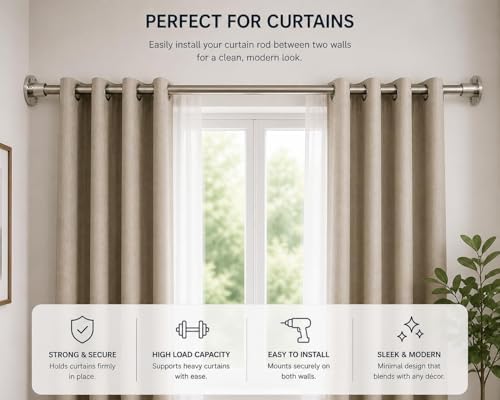Image of Stainless Steel Wall to Wall Bracket, 30mm, Pack of 8 | Curtain and Wardrobe Rod, Rust-Resistant, Strong Hold