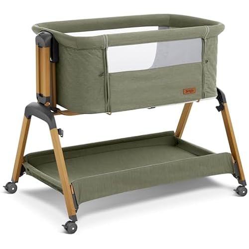 Jimglo 3-in-1 Baby Bassinet, Bedside Sleeper, Rocking Mode, Wheels, Green