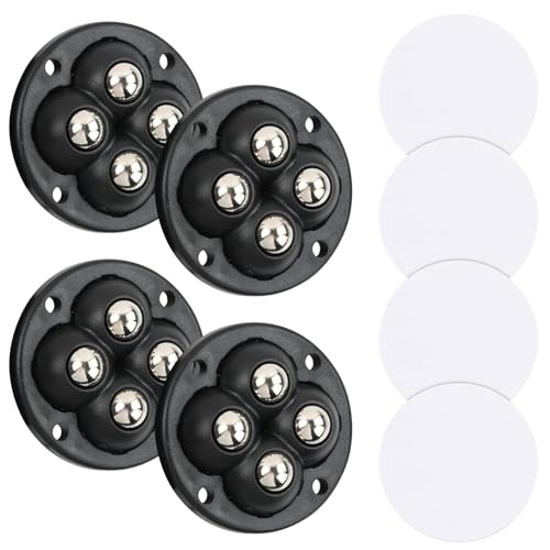 4pcs Self Adhesive Mini Caster Wheels Mini Wheels for Furniture, Universal Swivel Appliance Casters, for Furniture Storage Box Easy Install 360 Degree Rotating for Appliances Table Feet (Black)