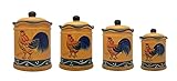 Tuscany Sunshine Country Rooster, Hand Painted Canisters, Set of 4, 85701 by ACK