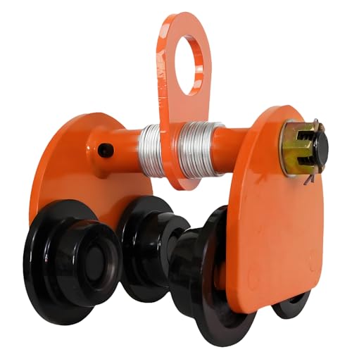 KOERZORE 1 Ton Beam Trolley | 2200 LBS Capacity Garage Hoist | Adjustable for 3.2\"-5.8\" I-Beam Flange | Lightweight Steel Trolley Crane (14.7lbs) | with Four Sturdy Wheels for Straight/Curved Beams