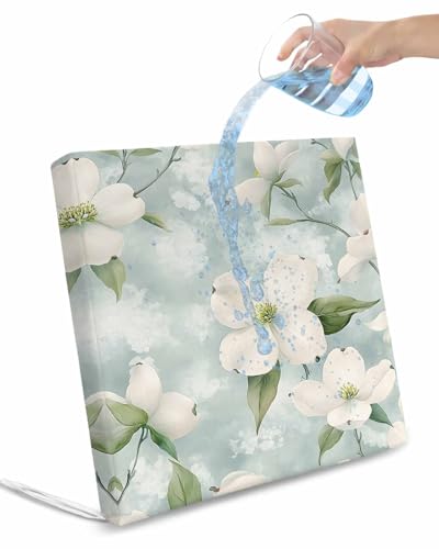 2 Pack Spring Flower Waterproof Cushion Covers with Ties, Outdoor Patio Chaise Lounge Chair Seat Cushion Slip Covers Replacement(Only Cover) Watercolor Wildflowers White Floral Leaf 22