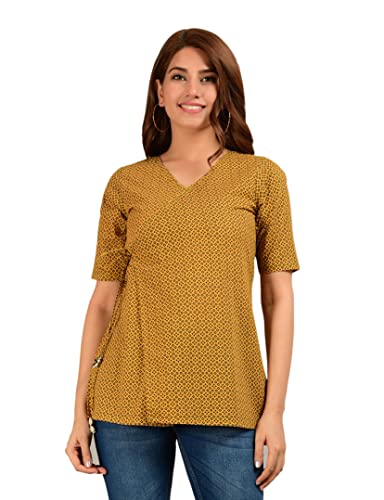 Image of COTLAND Fashions Jaipuri Cotton Angrakha Style Top for Women (Partial Open)