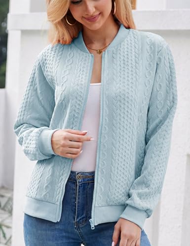 Image of Larmliss Women's Zip Up Cardigan Sweater Hoodies Long Sleeve Jacket Crewneck Casual Outerwear Spring Fall Trendy Coat Outfits