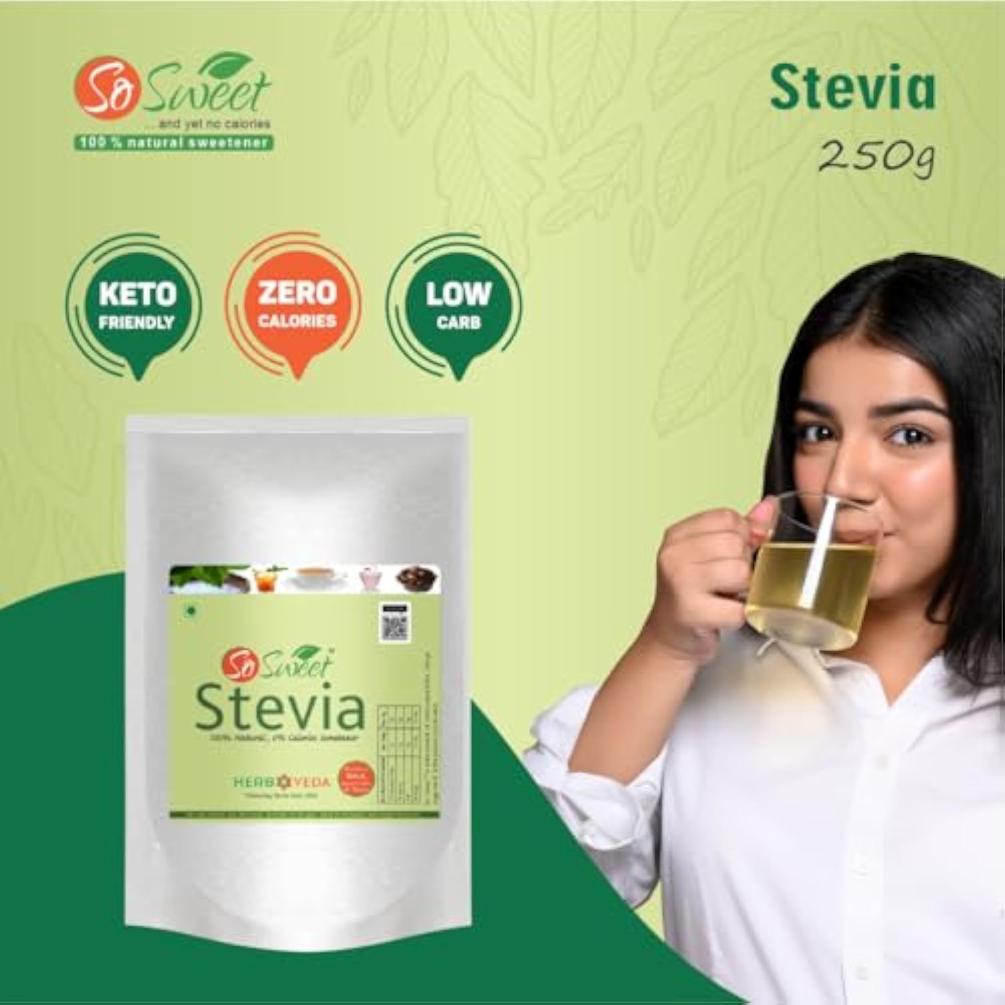 Stevia Powder, 250gm, Zero Calorie Sweetener