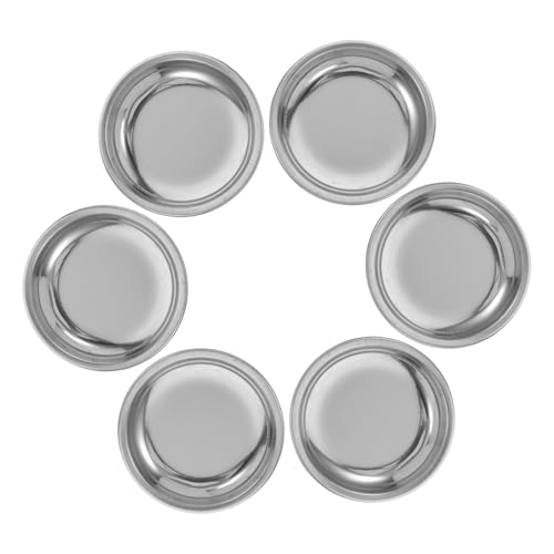 Mobestech 6pcs Round Tea Bag Plate Stainless Steel Coaster Tray for Tea Strainer