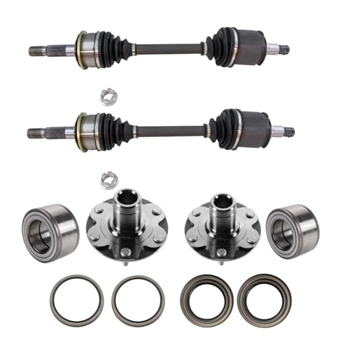 TRQ Front Drivetrain Kit CV Axle Shaft Assembly Wheel Bearing Wheel Hub Wheel Seal Compatible with 2001-2007 Toyota Sequoia 2000-2006 Tundra