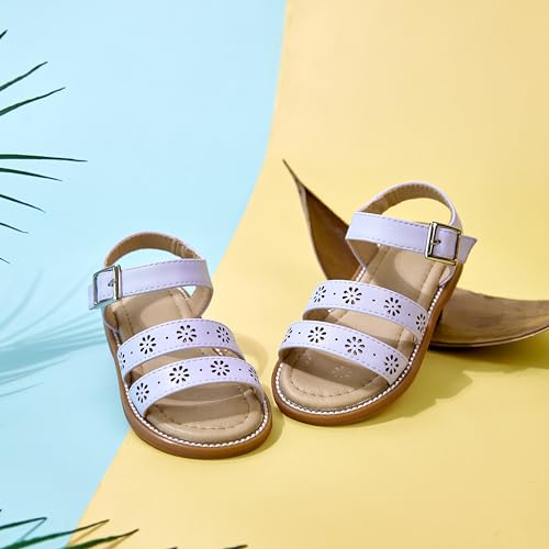 Image of Kolan Toddler Girl Sandals Open Toe Flat Princess Dress Shoes Little Kids