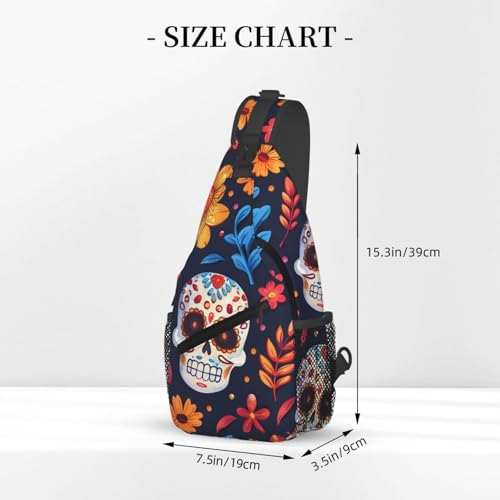 Mochila tipo bandolera ajustable con patrón de calavera miniatura 3