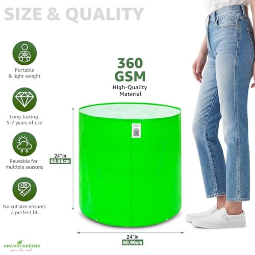 Image of Anandi Green's HDPE 24x24 Inch Pack of 2 Extra Large Grow Bag 360 GSM Round for Big Fruit Trees - Lemon, Guava, Papaya, Pomegranate, Banana | Tree Planter Pot for Terrace & Garden