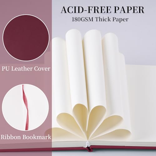 Image of 5.7x4.1in Hardcover Blank Sketchbook for Drawing 180gsm 96Pages,Wine Red