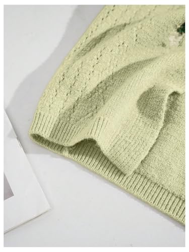 OYOANGLE Women's Floral Embroidered Tie Front Sweater Vest V Neck Sleeveless Knitted Tank Tops4