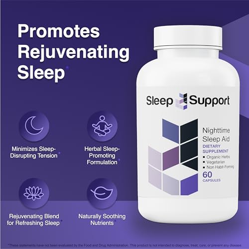 SleepSupport - Natural Sleep Aid for Adults to Help Promote Calm and Relaxation - Organic Sleep Supplement with Ashwagandha, Valerian Root, Magnesium, Melatonin, Glycine, L-Tryptophan - 60 Capsules - Image 3