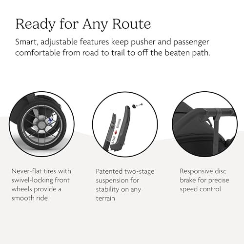 Image of UPPAbaby Ridge V2 Jogging Stroller | All-Terrain Performance Suspension + Never-Flat Tires Built for Walking, Running + Trails | Water Bottle Holder Included | James (Black |Carbon Frame)
