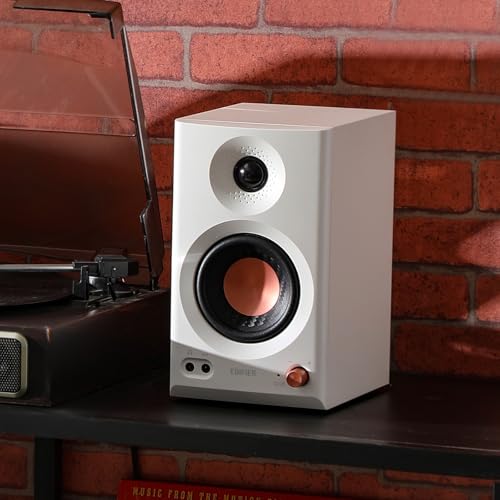 Edifier MR3 Powered Studio Monitor Speakers, Hi-Res Audio Certified Bluetooth V5.4 Active Bookshelf Loudspeakers, 2.0 Computer Speaker with Headphone Output RCA AUX Balanced TRS Input (White) - Image 8