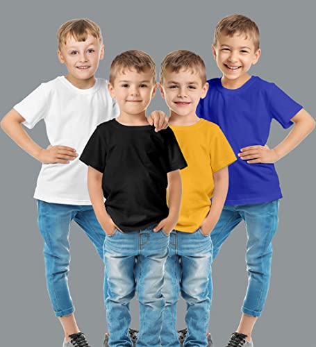 Image of Hangout Hub HH87 Tshirt for Boy's | Regular Fit | Super Combed Cotton Kids T-Shirt | Solid Plain Tees | Round Neck T Shirt | Half Sleeves |Pack of 2 | 3 | 4 | 5 |6
