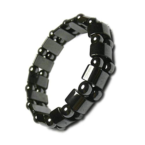 Leoboone Natural Piedra Negro Pulsera de Terapia magnética Cuidado de la Salud Hematita magnética Elástica Unisex Pulsera para Hombres Mujeres